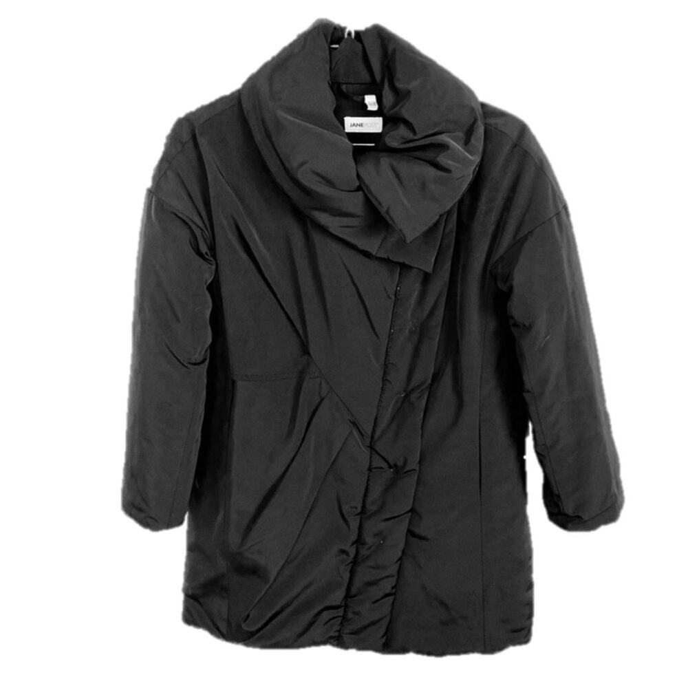 JANE POST asymmetrical black puffer coat Sz Small